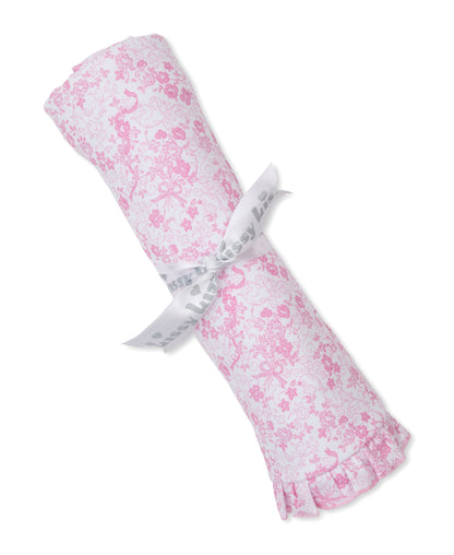 Old English Roses Ruffle Blanket: Pink