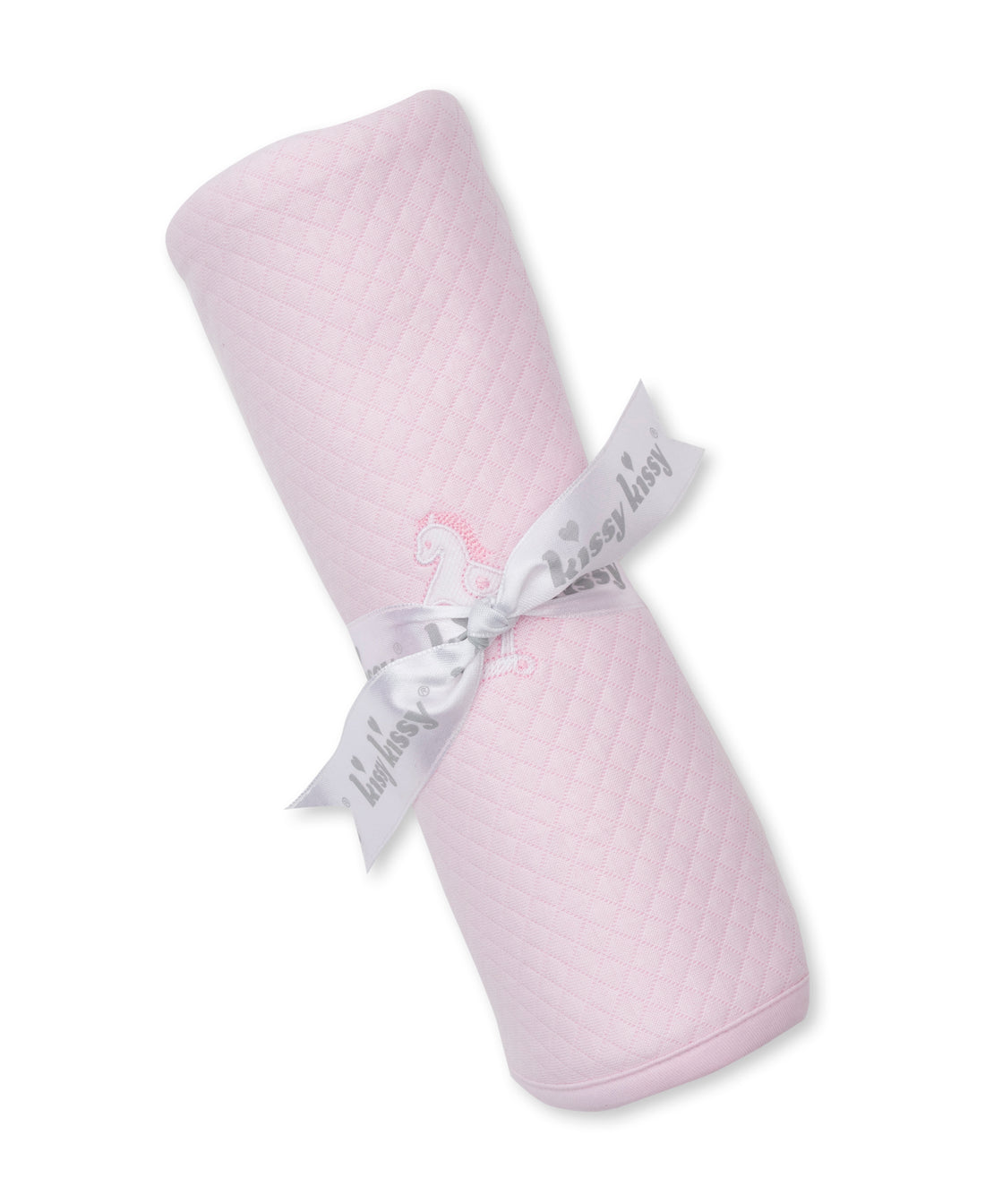 Riding Rockers Jacquard Blanket: Light Pink
