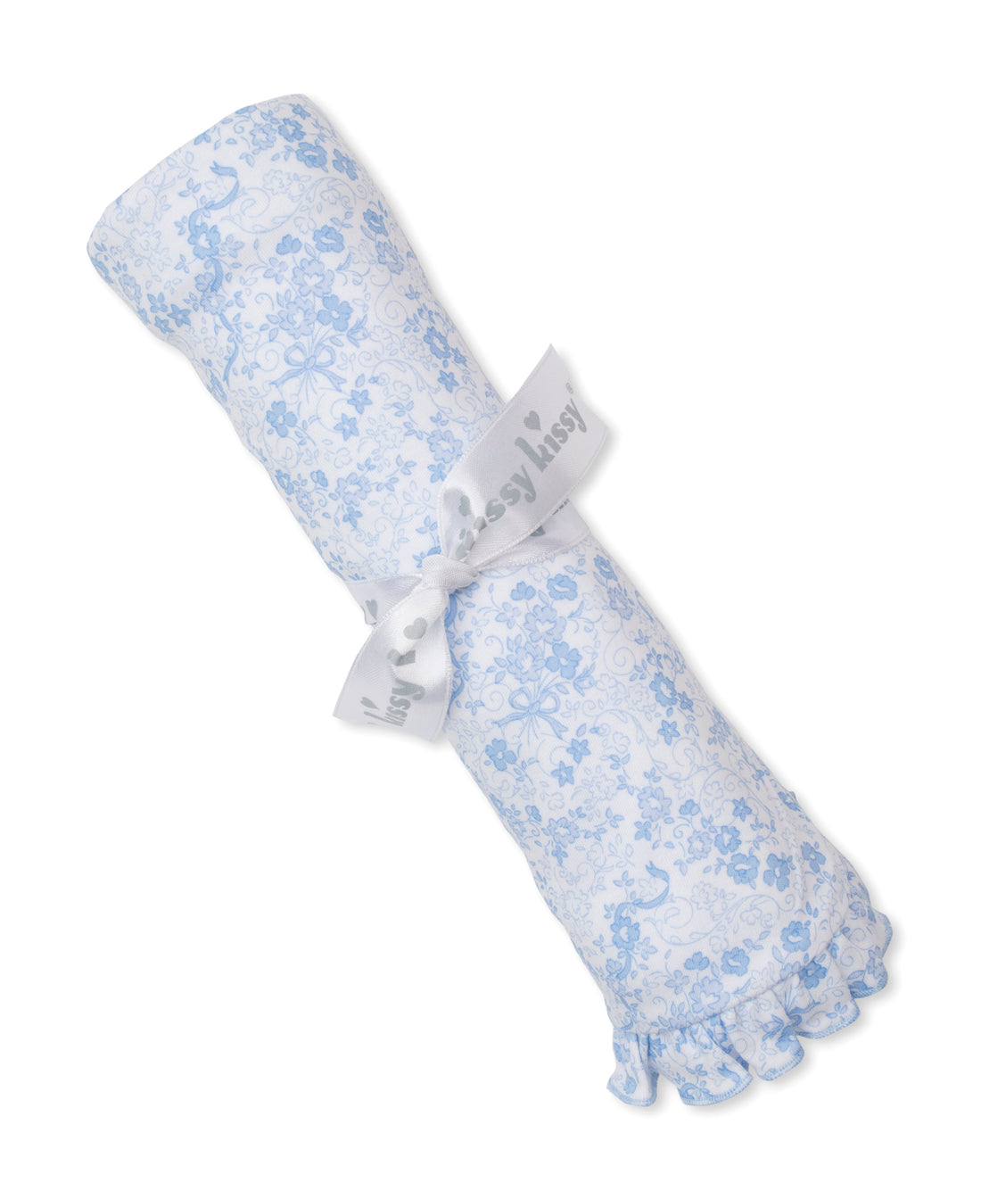 Old English Roses Ruffle Blanket: Light Blue
