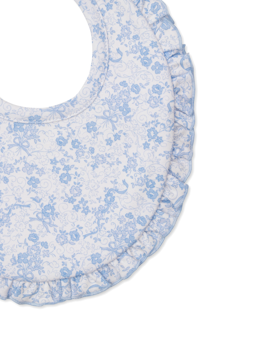 Old English Roses Ruffle Bib: Light Blue