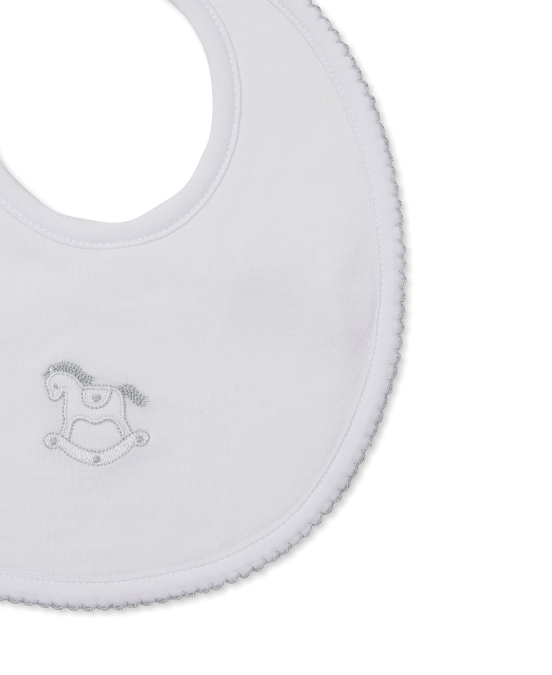 Riding Rockers Pima Cotton Bib: White/Silver