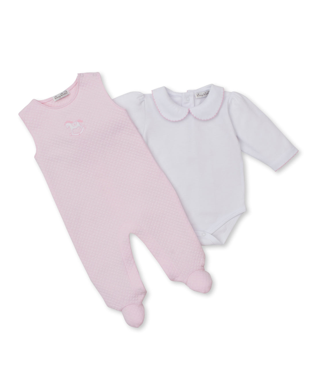 Riding Rockers Jacquard Overall Set: Light Pink