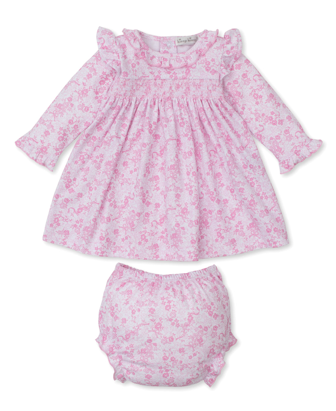 Old English Roses Smocked Dress with Bloomers: Pink