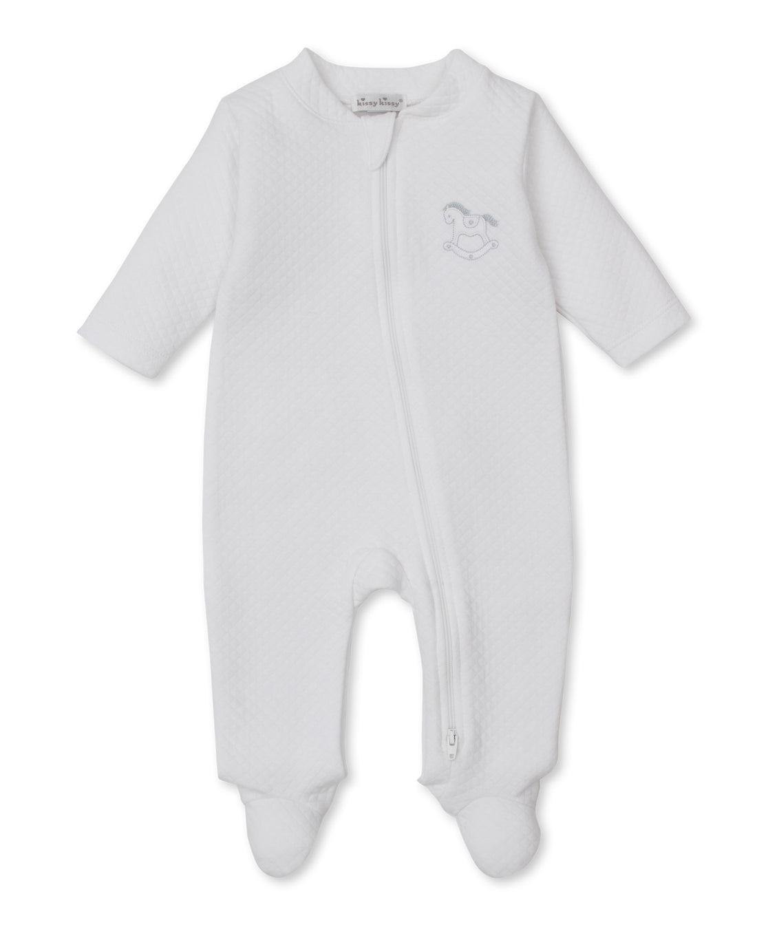 Riding Rockers Jacquard Footie: White/Silver
