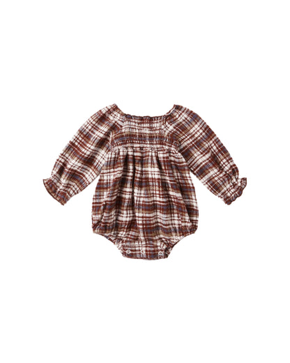 Adelaide Romper: Burgundy Plaid