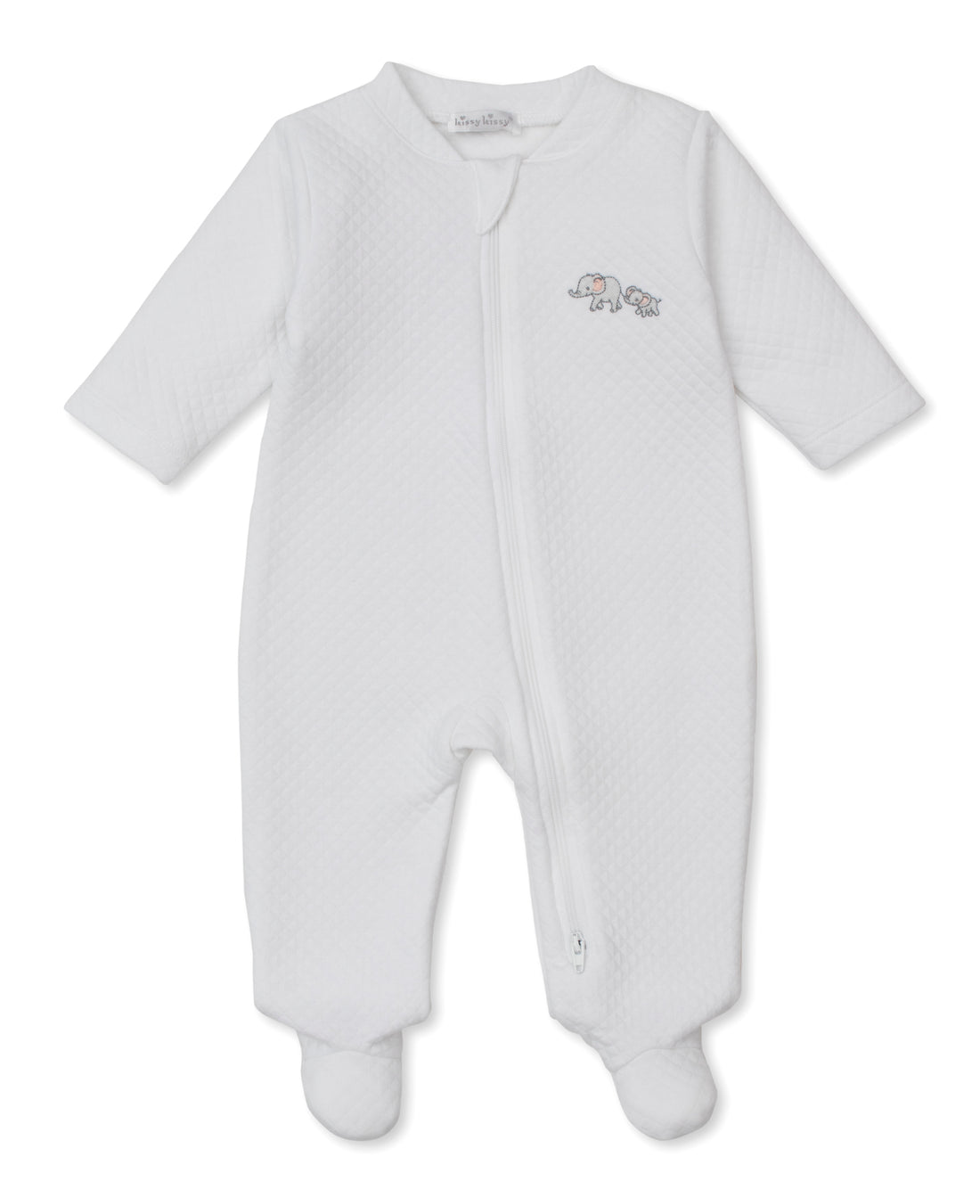 Elephant Esprit Print Jacquard Embroidered Zipper Footie