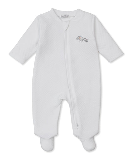 Elephant Esprit Print Jacquard Embroidered Zipper Footie