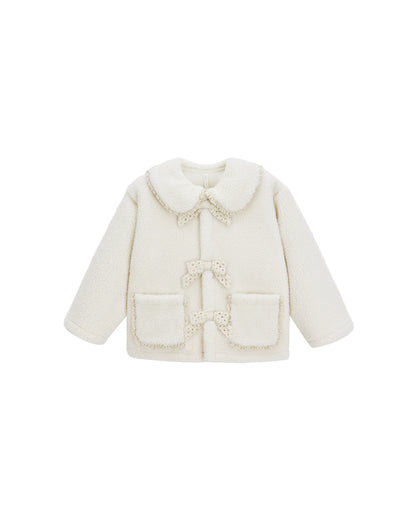 Shearling Collared Coat: Natural