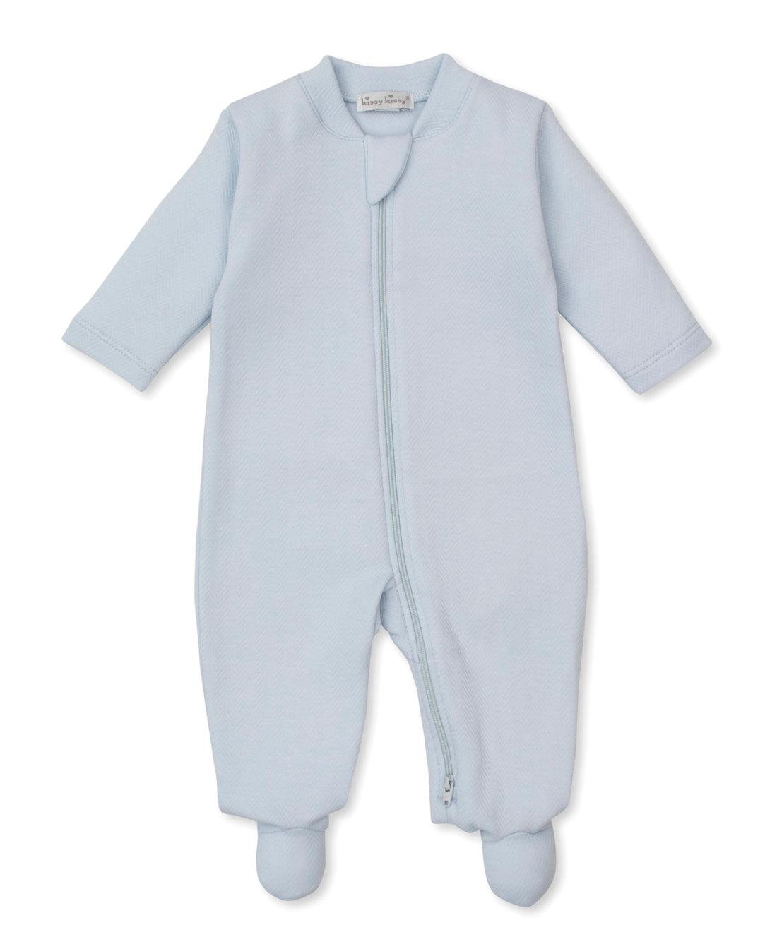 Sweet Homecoming Jacquard Footie: Light Blue