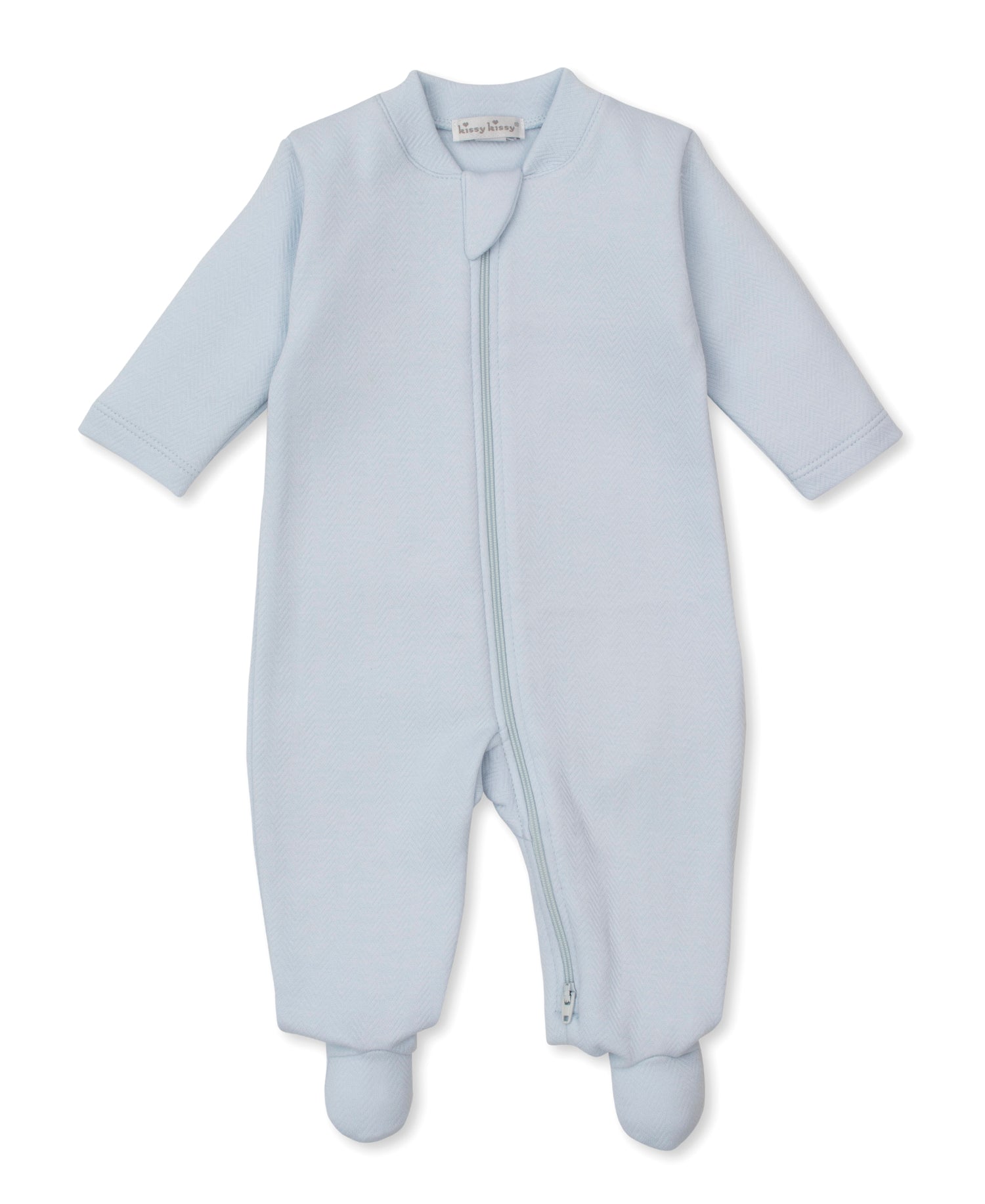 Sweet Homecoming Jacquard Footie: Light Blue
