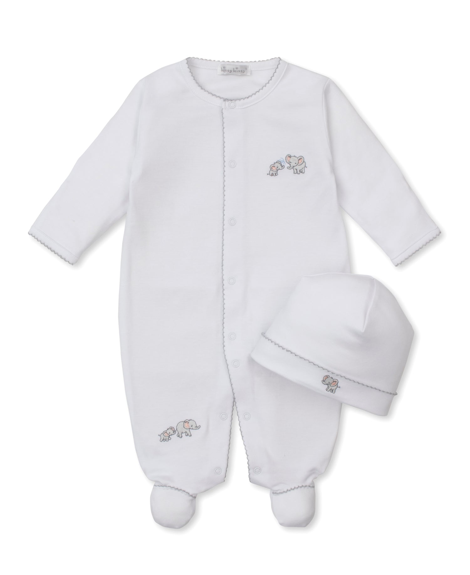 Elephant Esprit Embroidered Footie &amp; Hat Set