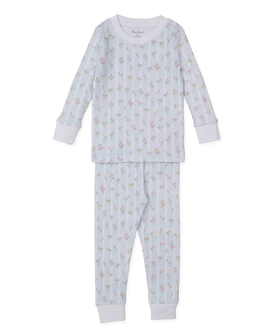 Ribbon Stripe Bouquets Snug-Fit Long Pajama Set