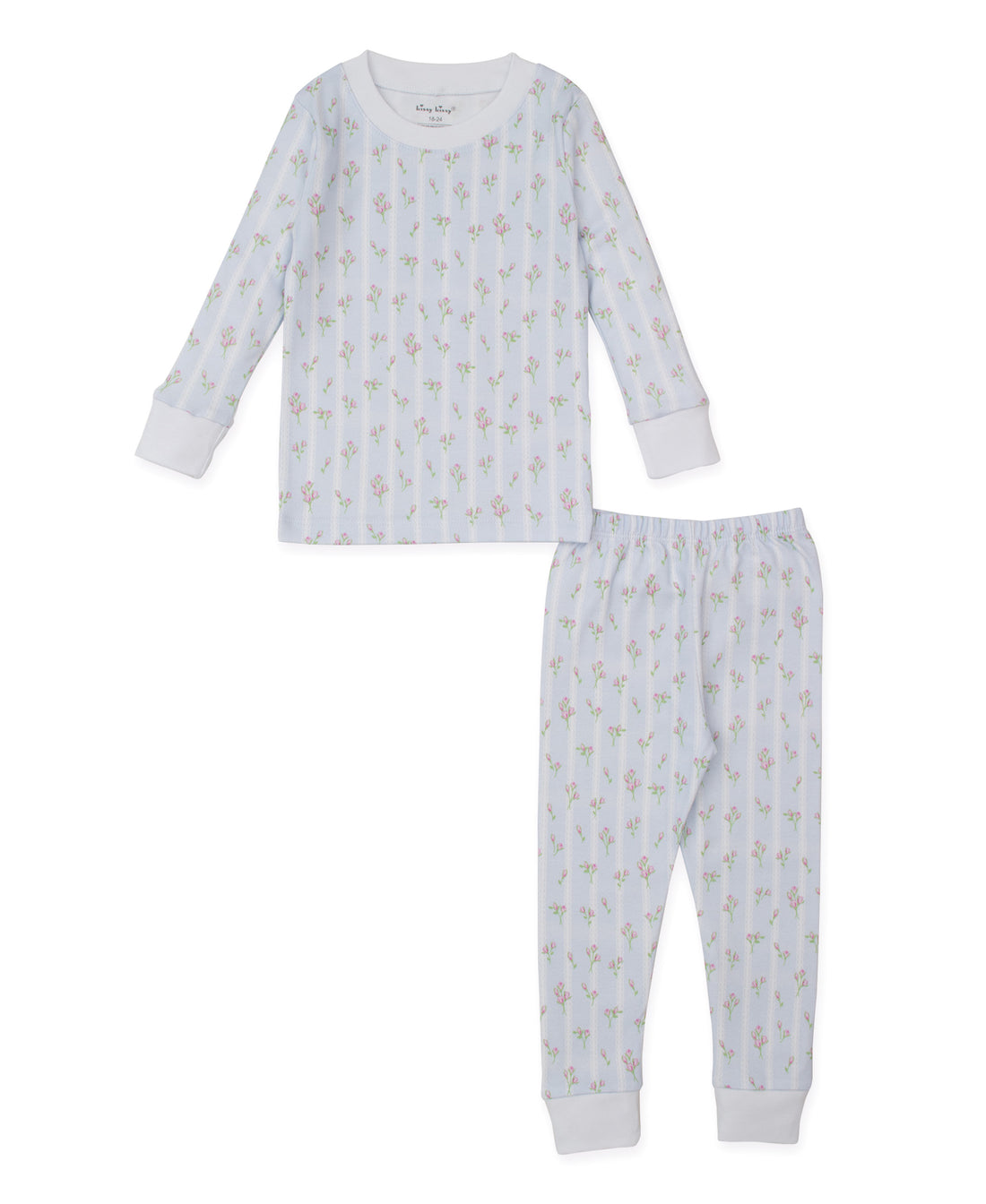 Ribbon Stripe Bouquets Snug-Fit Long Pajama Set
