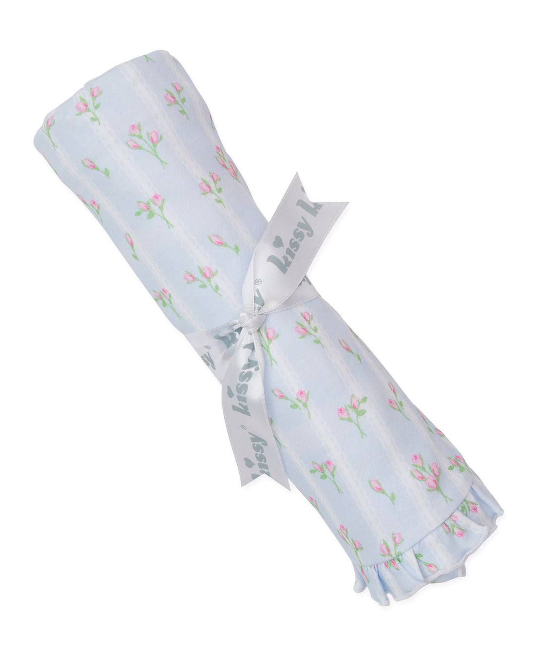 Ribbon Stripe Bouquets Ruffle Baby Blanket