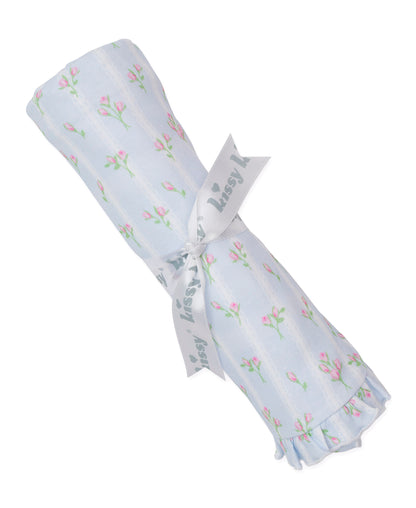 Ribbon Stripe Bouquets Ruffle Baby Blanket