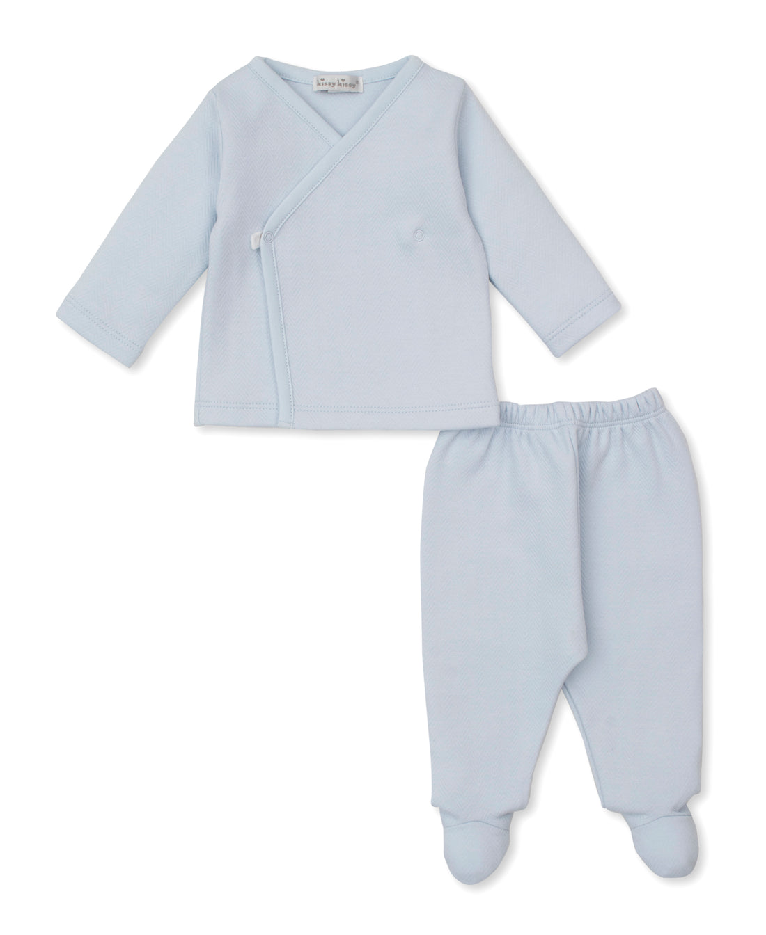 Sweet Homecoming Jacquard Pant Set: Light Blue