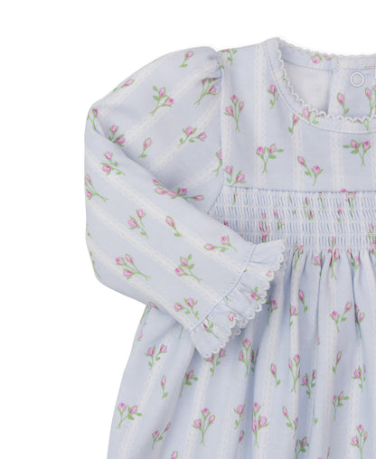 Ribbon Stripe Bouquets Smocked Dress with Diaper Cover