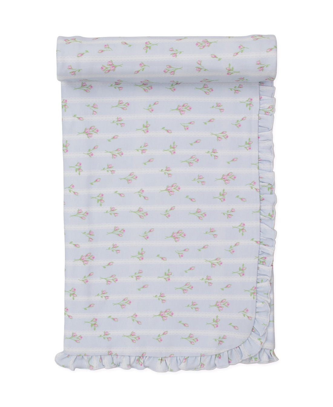 Ribbon Stripe Bouquets Ruffle Baby Blanket