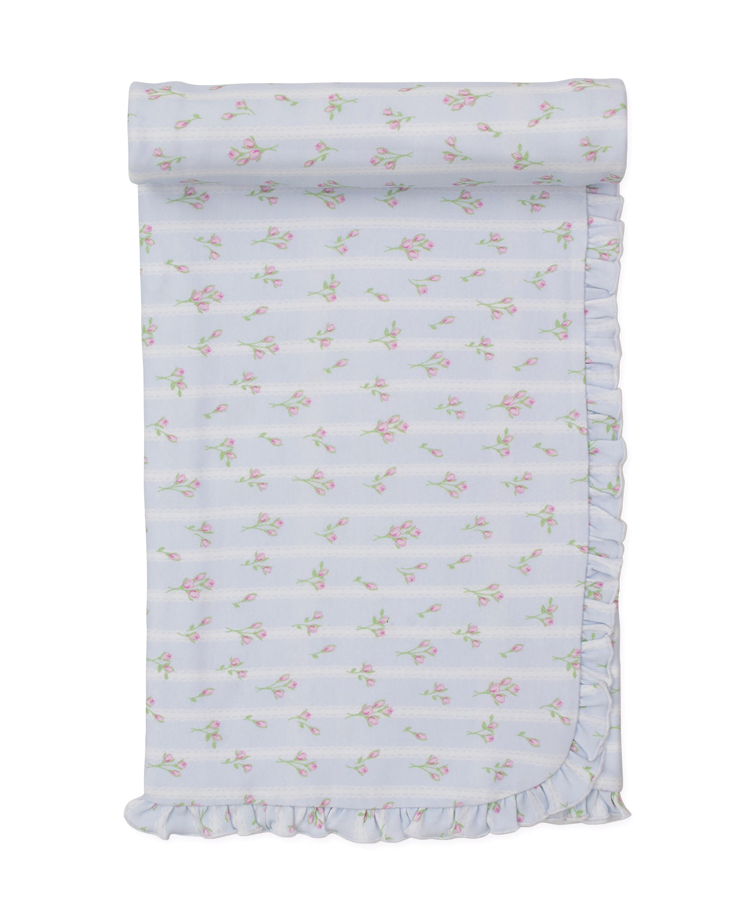 Ribbon Stripe Bouquets Ruffle Baby Blanket