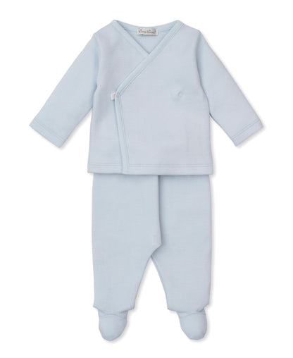 Sweet Homecoming Jacquard Pant Set: Light Blue