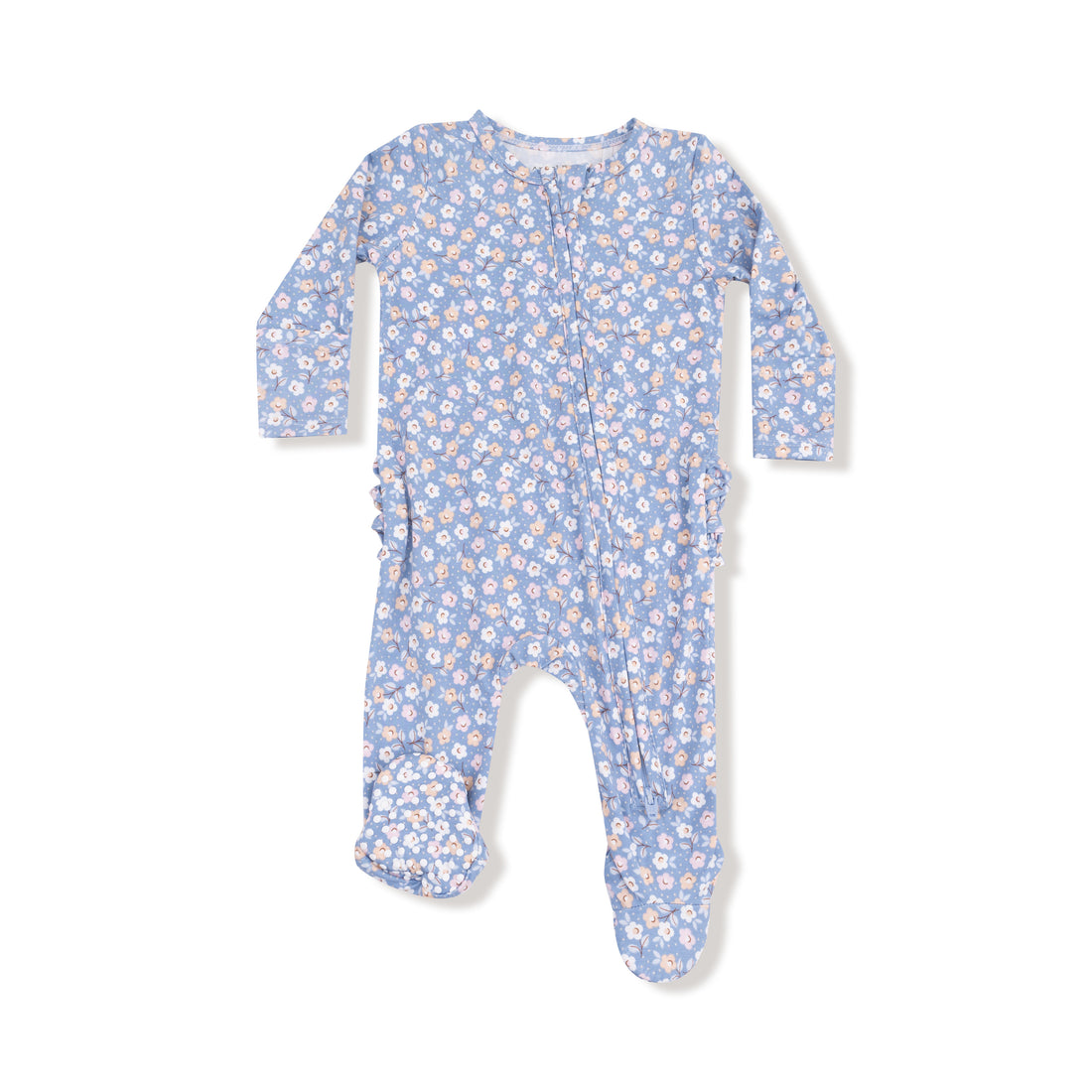 Country Calico 2 Way Zipper Ruffle Back Footie
