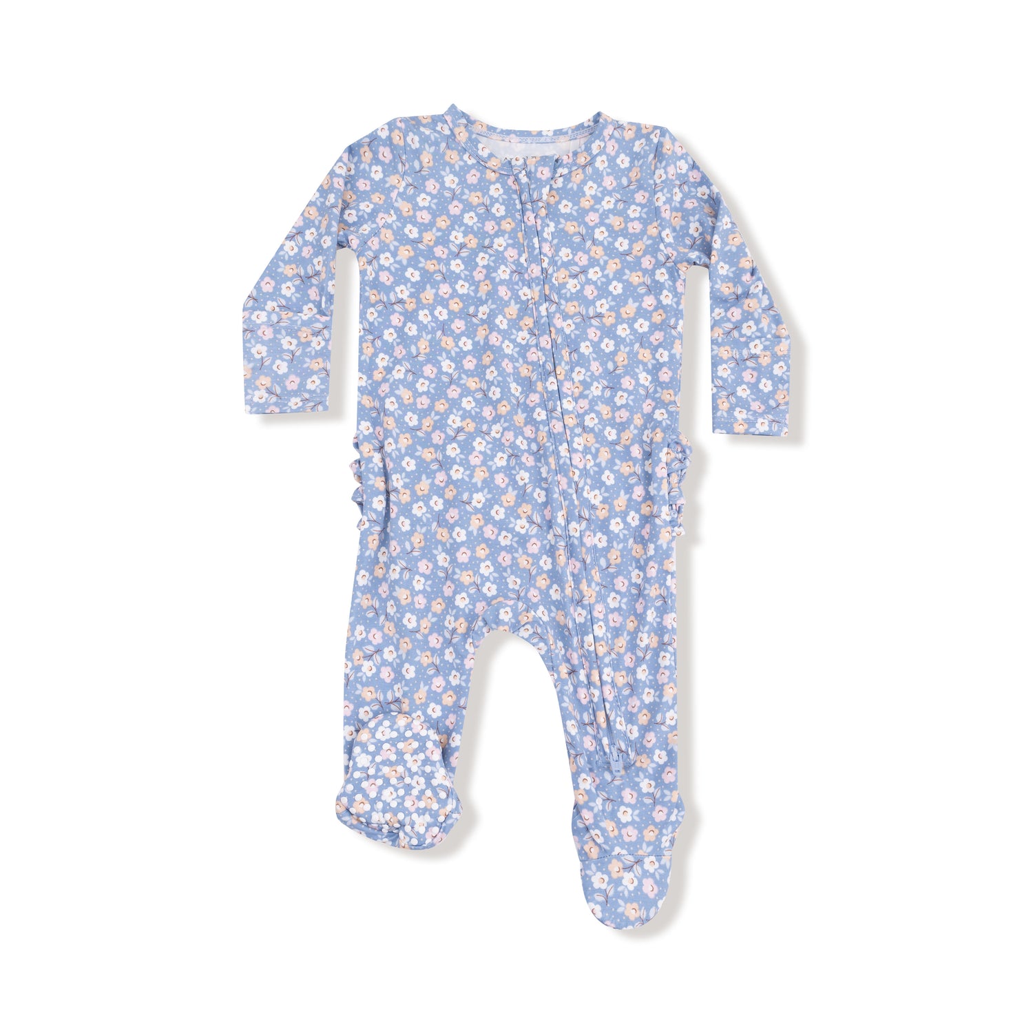 Country Calico 2 Way Zipper Ruffle Back Footie