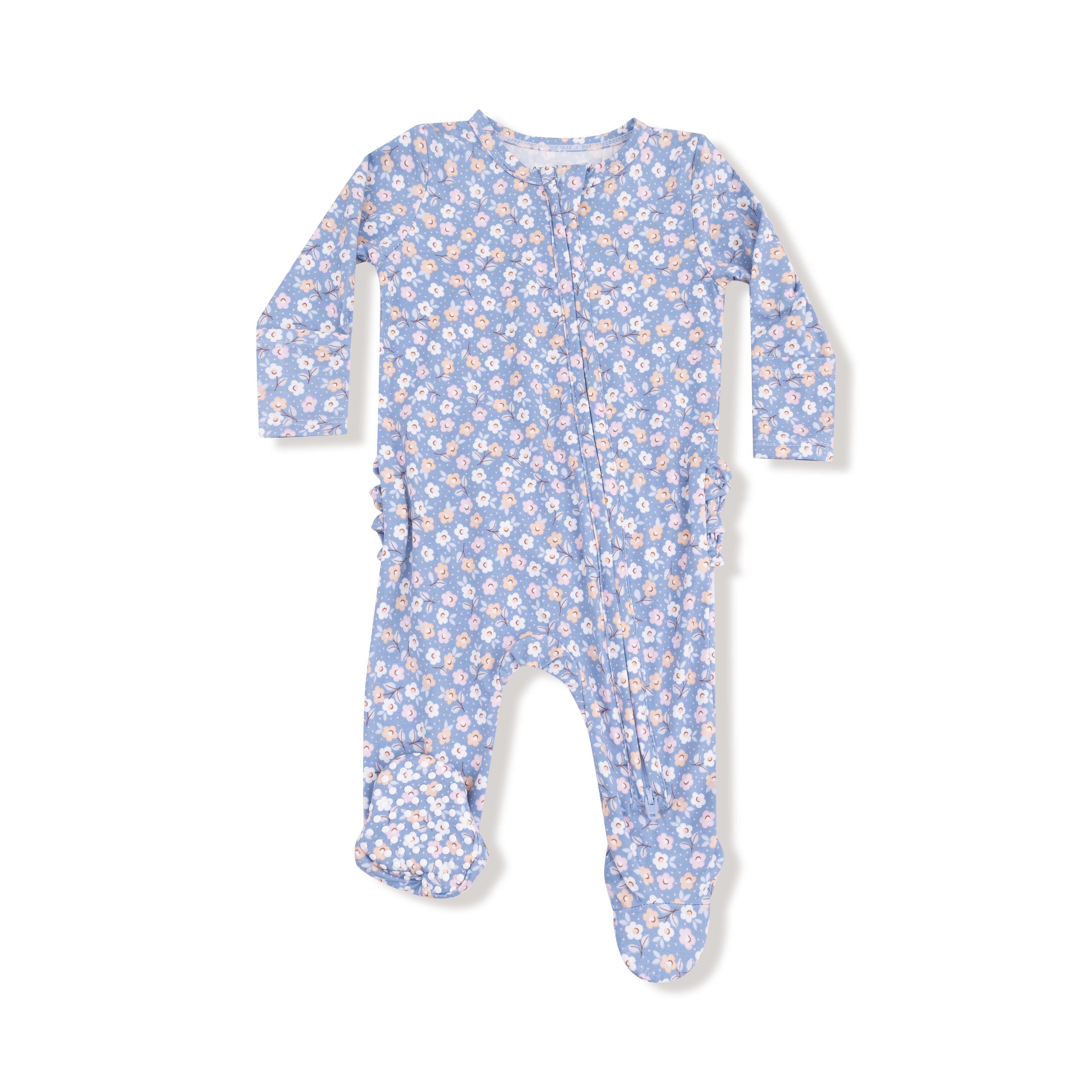 Country Calico 2 Way Zipper Ruffle Back Footie