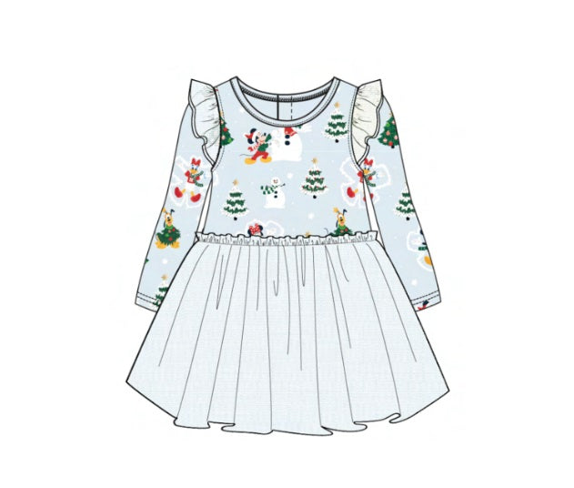 Snow Excited Modal Ruffle LS Dress W/ Tutu Skirt