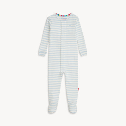 Blue Stripe Organic Cotton Footie