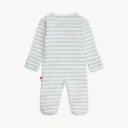 Blue Stripe Organic Cotton Footie
