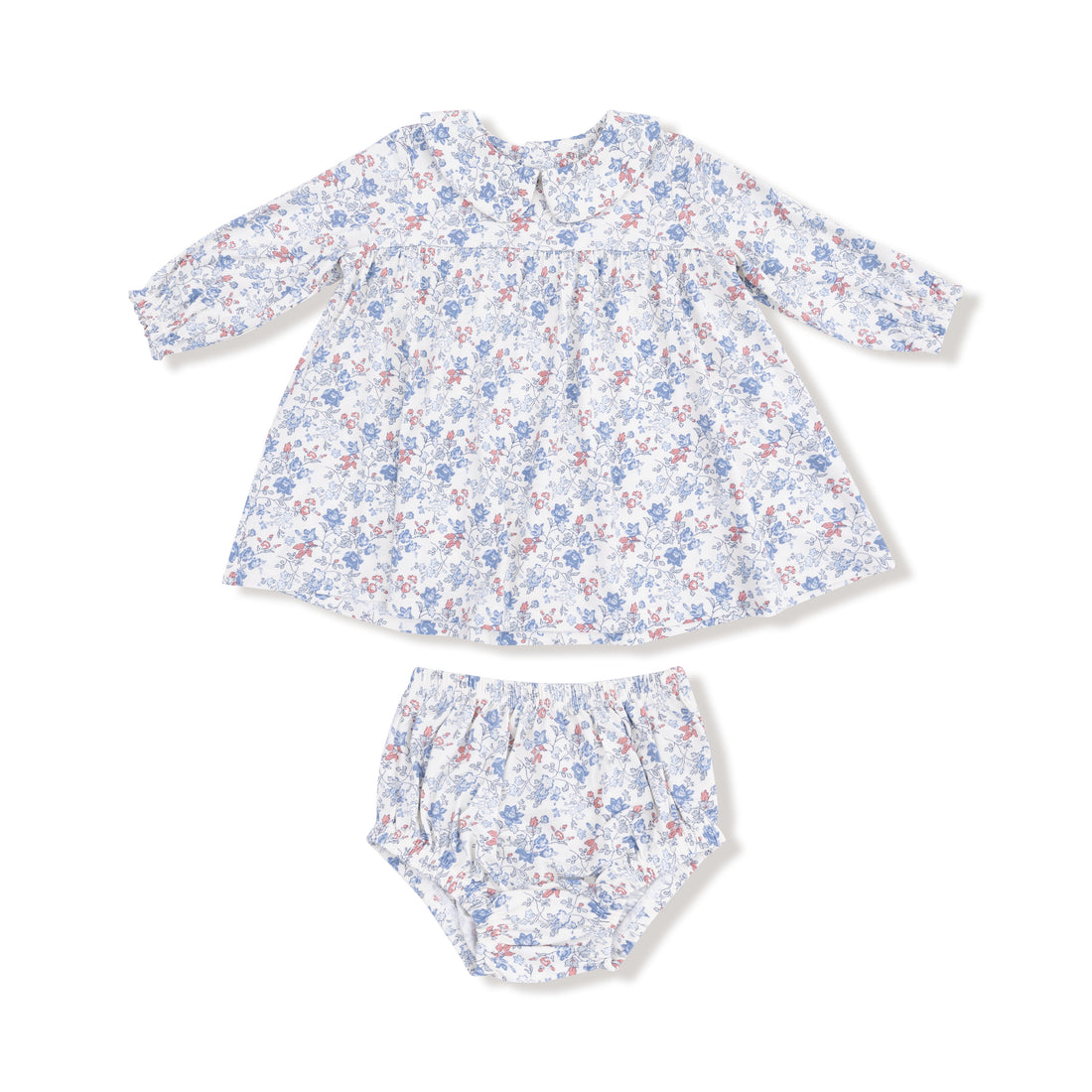 Country Girl Floral LS Peter Pan Collar Dress + Diaper Cover