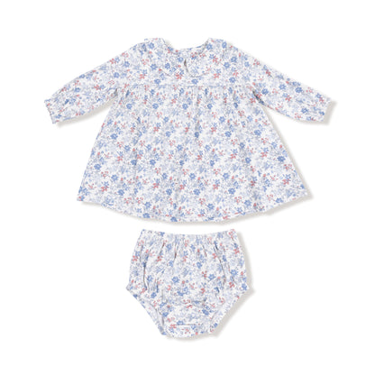 Country Girl Floral LS Peter Pan Collar Dress + Diaper Cover