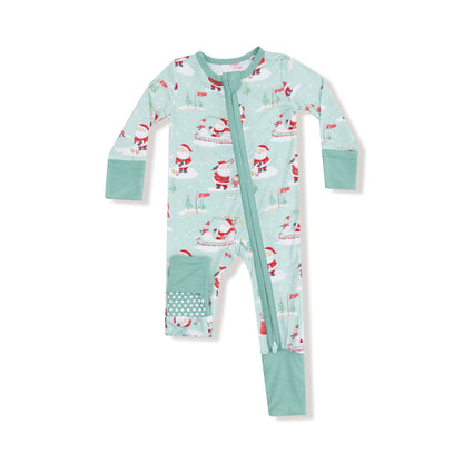 Golfing Santa And Elves 2 Way Zipper Romper