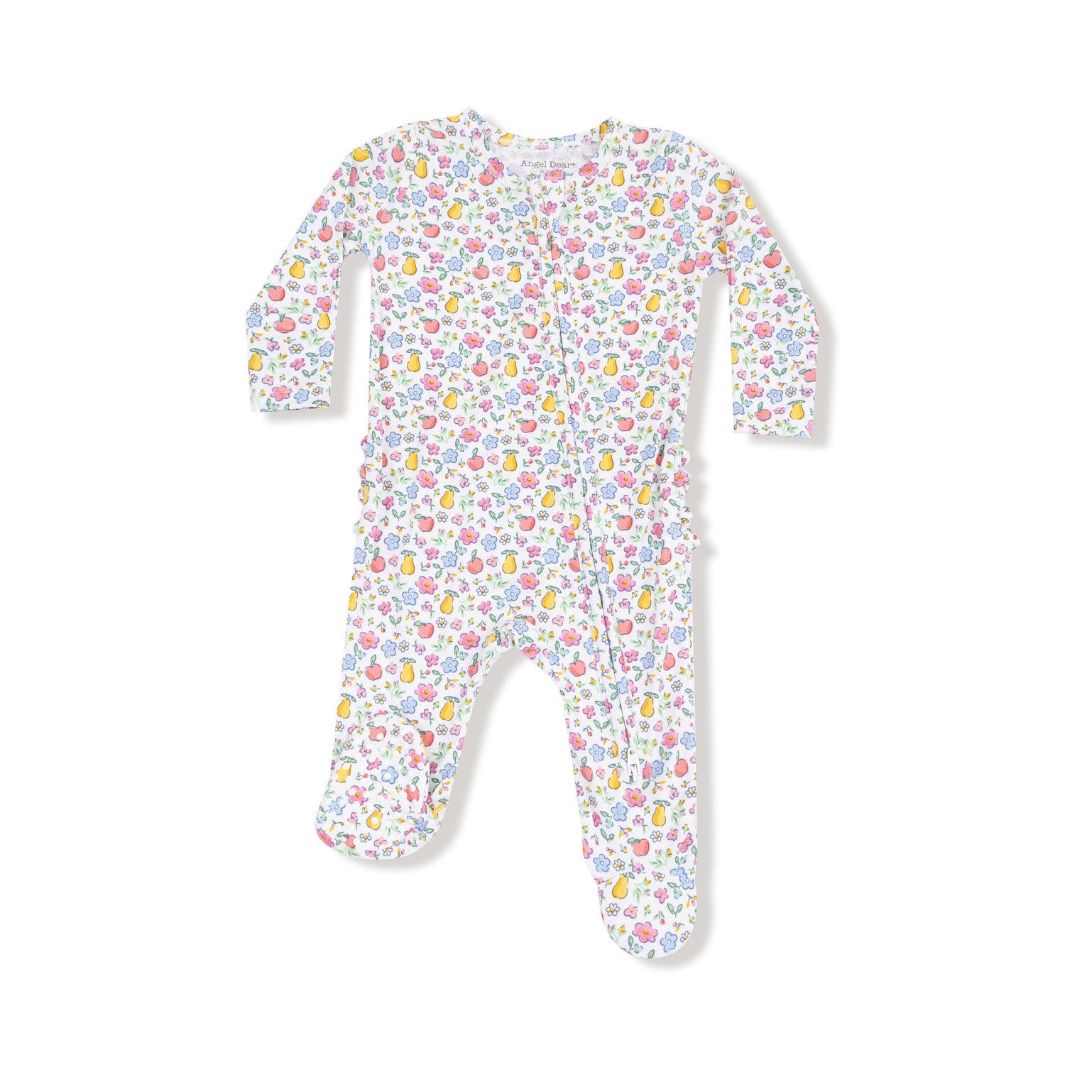 Fall Fruit Floral 2 Way Zipper Ruffle Back Footie
