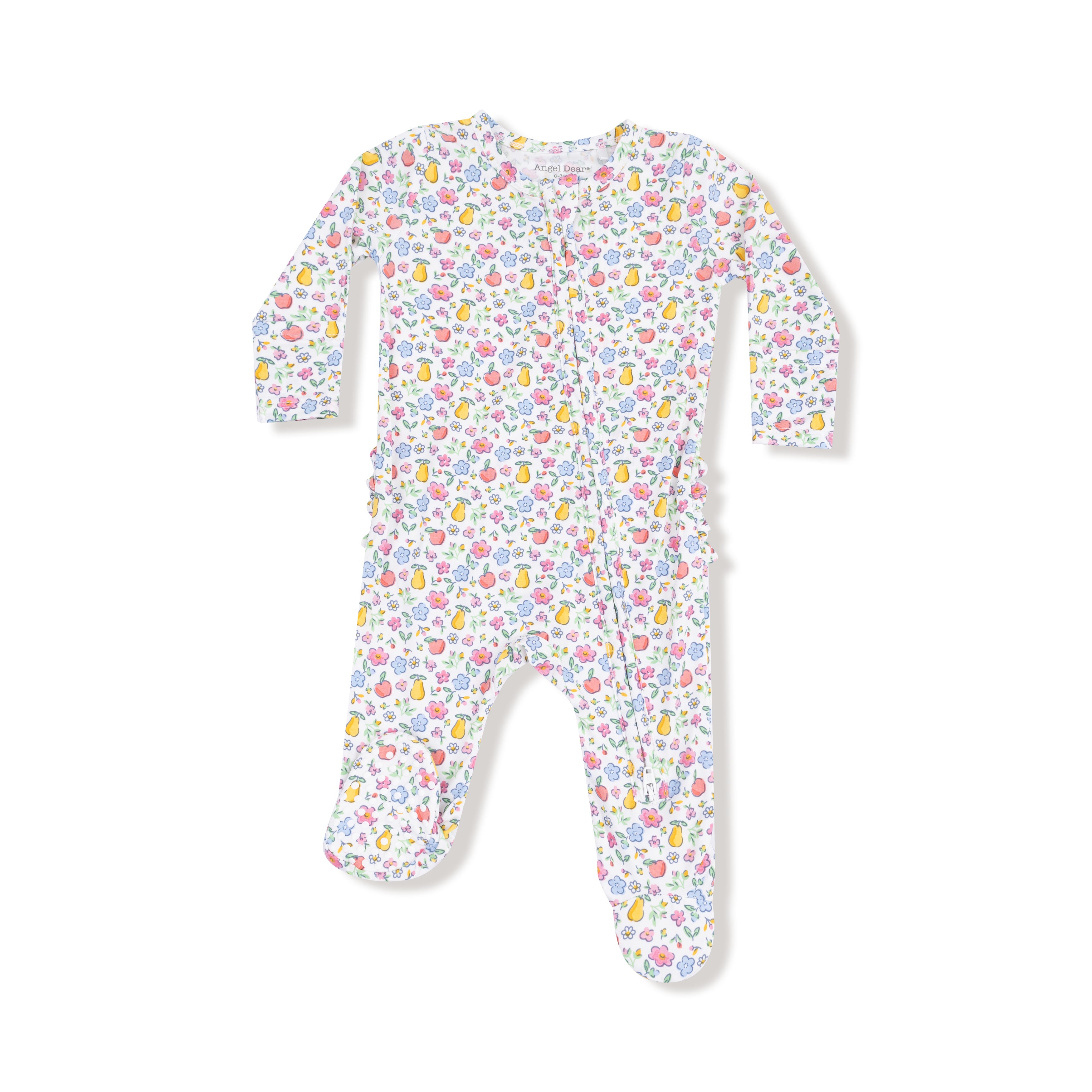 Fall Fruit Floral 2 Way Zipper Ruffle Back Footie