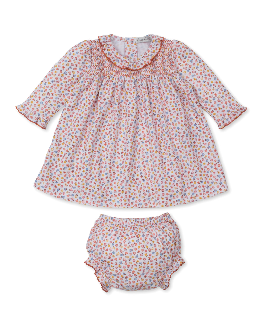 Patchwork Pumpkin Floral Smocked Knit Dress with Bloomer