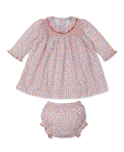 Patchwork Pumpkin Floral Smocked Knit Dress with Bloomer