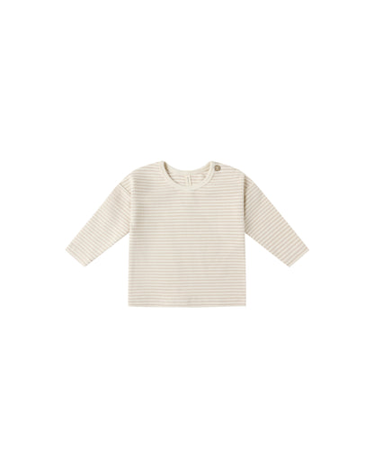 Long Sleeve Tee: Oat Micro Stripe