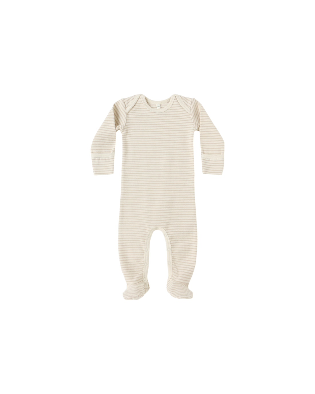 Baby Footie: Oat Micro Stripe