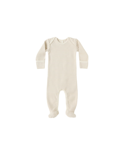 Baby Footie: Oat Micro Stripe