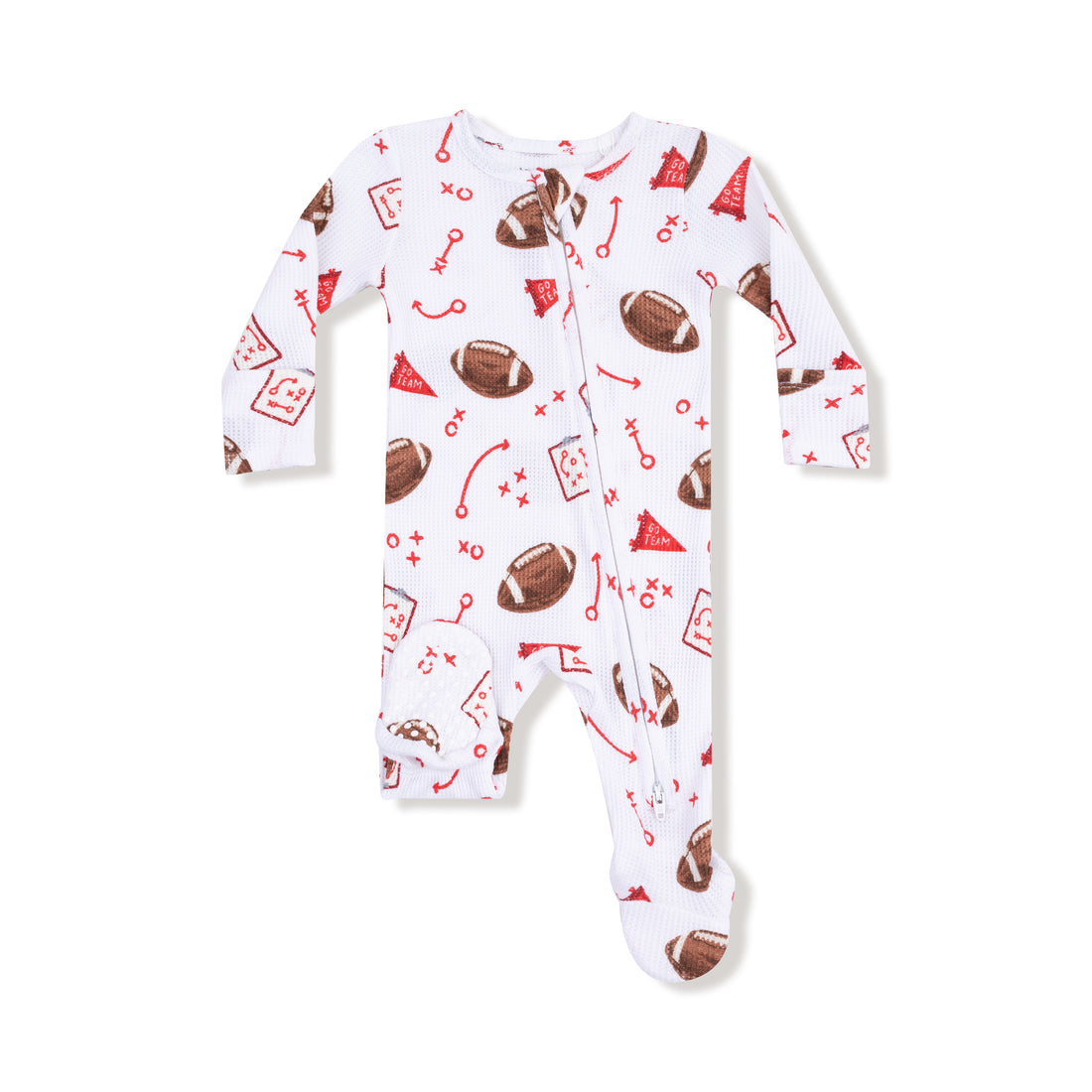 Touchdown Time Red 2 Way Zipper Footie