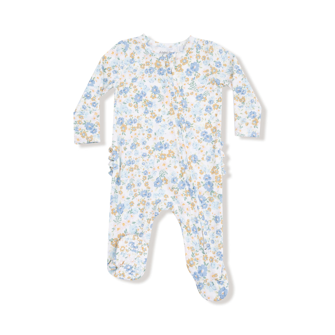 Sweet Rose Calico 2 Way Zipper Ruffle Back Footie