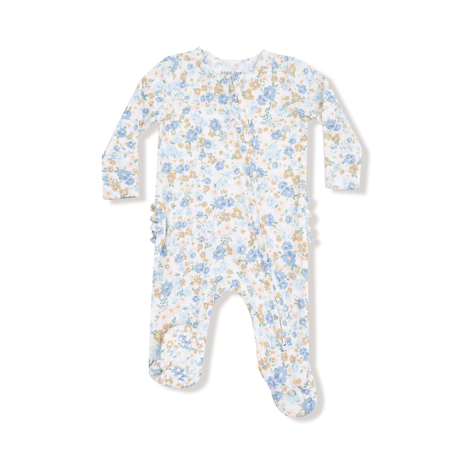 Sweet Rose Calico 2 Way Zipper Ruffle Back Footie