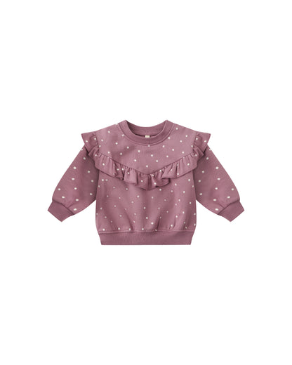 Ruffle Fleece Sweatshirt: Polka Dots