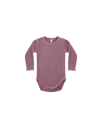 Waffle Long Sleeve Bodysuit: Mullberry