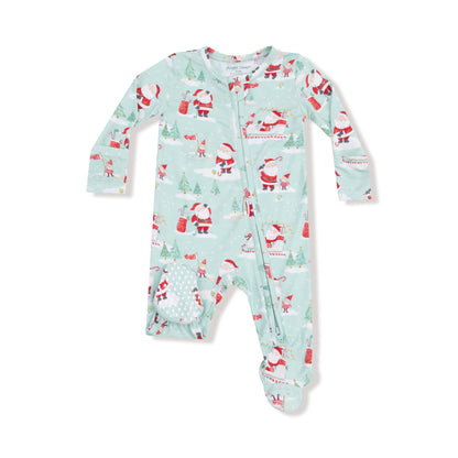 Golfing Santa And Elves 2 Way Zipper Footie