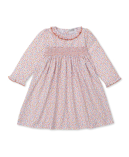 Patchwork Pumpkin Floral Smocked Knit Dress