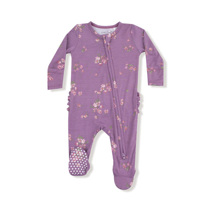 Woodsorrel 2 Way Zipper Ruffle Back Footie