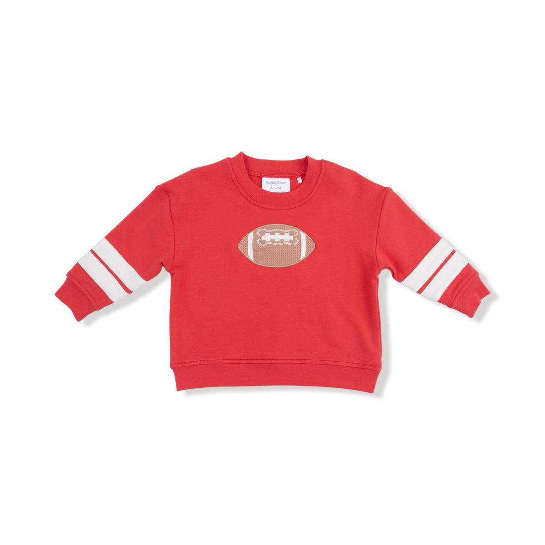 French Terry Sport Varsity Red Cozy Drop Sleeve Sweatshirt w/Varsity Stripes