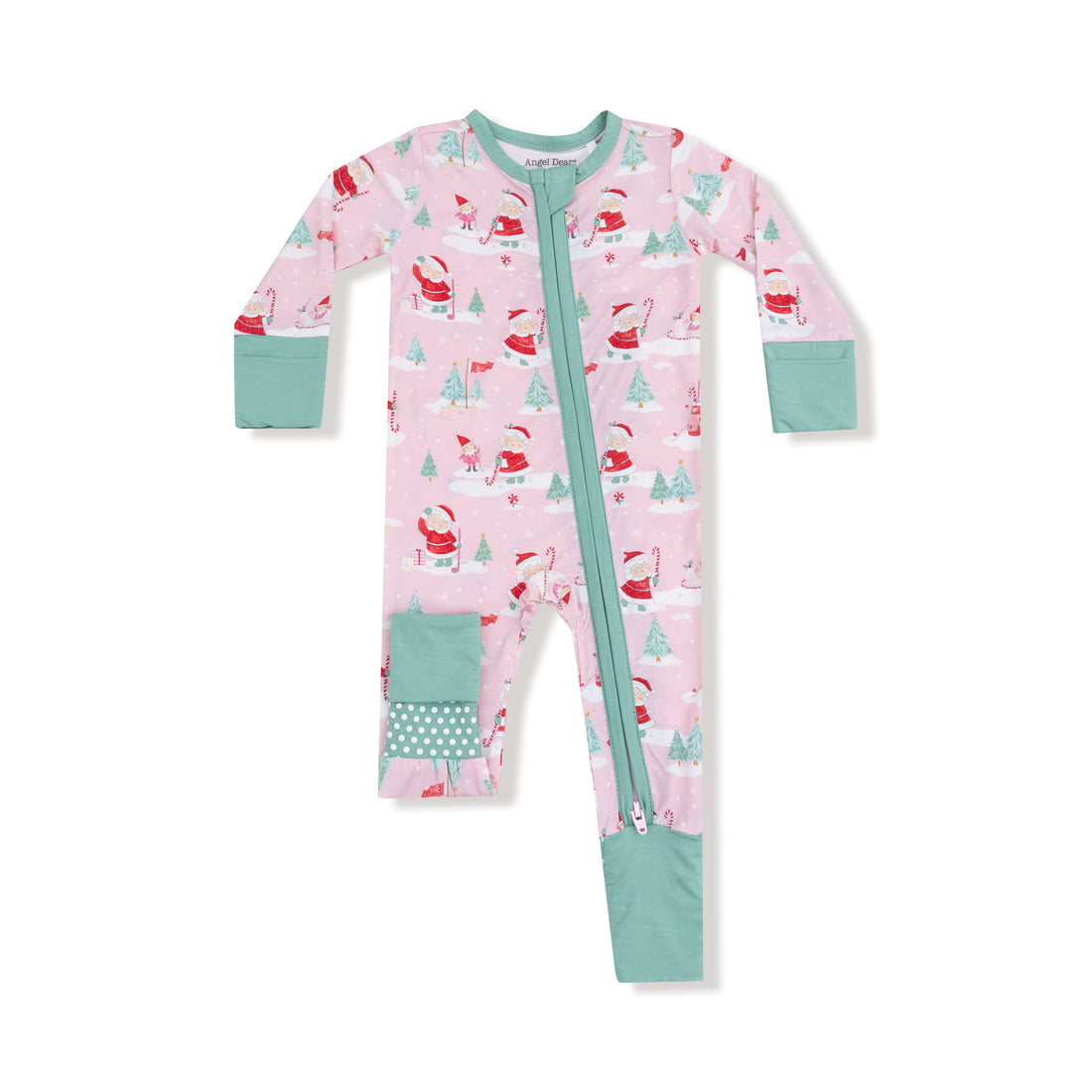Golfing Mrs. Claus And Elves 2 Way Zipper Romper